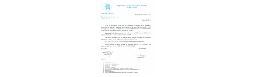 Komunikat Regionalnego Zarządu Gospodarki Wodnej w Warszawie Kliknięcie w obrazek spowoduje wyświetlenie jego powiększenia