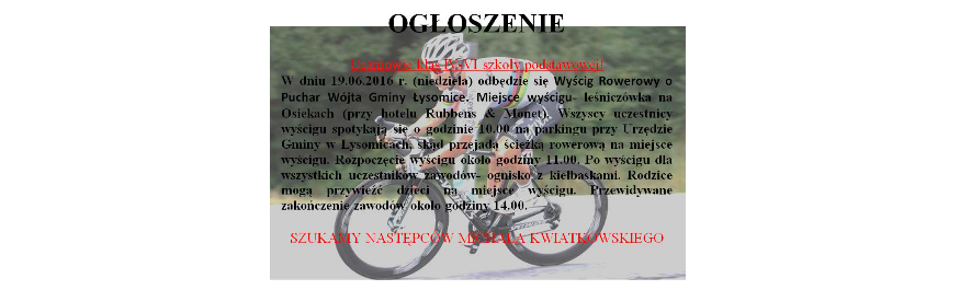Zaproszenie na wyścig rowerowy Kliknięcie w obrazek spowoduje wyświetlenie jego powiększenia