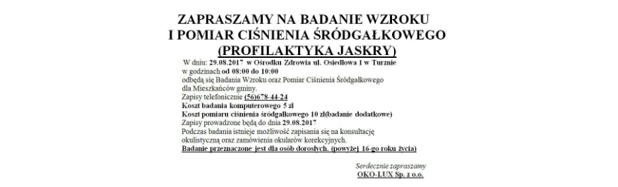 Badanie wzroku i pomiar ciśnienia śródgałkowego Kliknięcie w obrazek spowoduje wyświetlenie jego powiększenia